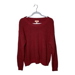 EVRI Sweater Womens 1X Knit Pullover Crew Neck Holiday Red Cozy Fall